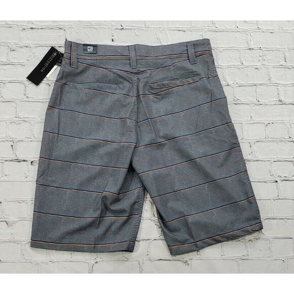 Distortion Gray Charcoal Striped Board Shorts Tailored Fit MENS SIZE 32 - Picture 6 of 7